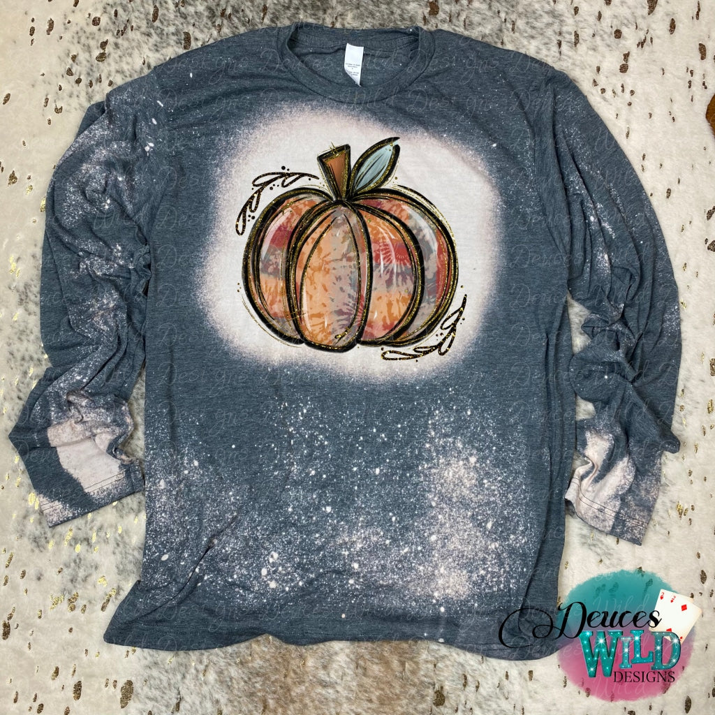 Pumpkin - Charcoal Long Sleeve Bleached Shirt Sub Graphic Tee