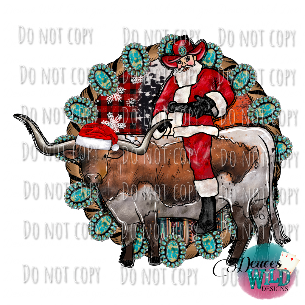Santa Cow Western Christmas Design