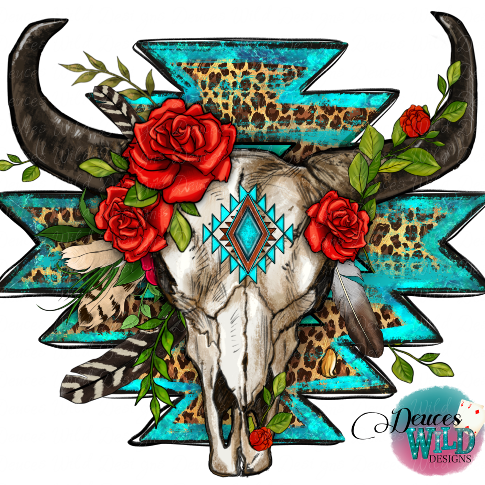 Aztec/Roses Skull Design