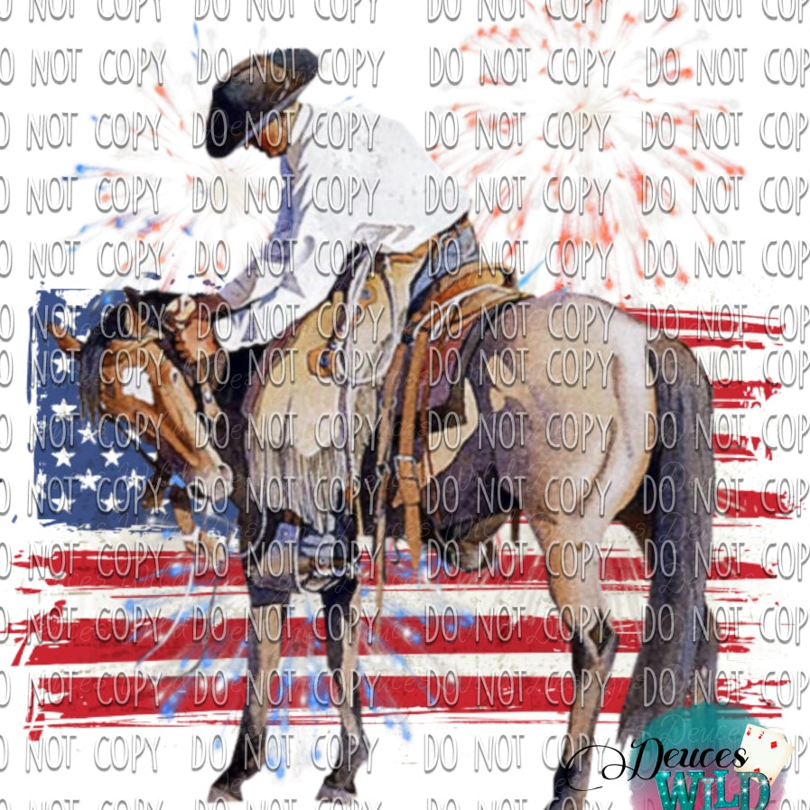 Cowboy Horse Usa Flag Design