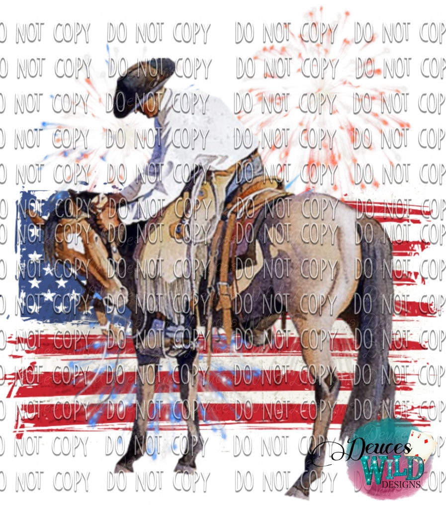 Cowboy Horse Usa Flag Design