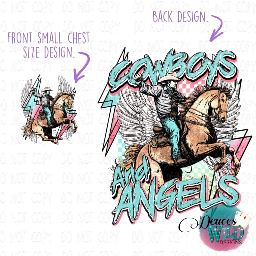 Cowboys & Angels -Front Chest Back Opt. This Design Includes A Front Chest Pocket Size That Goes On