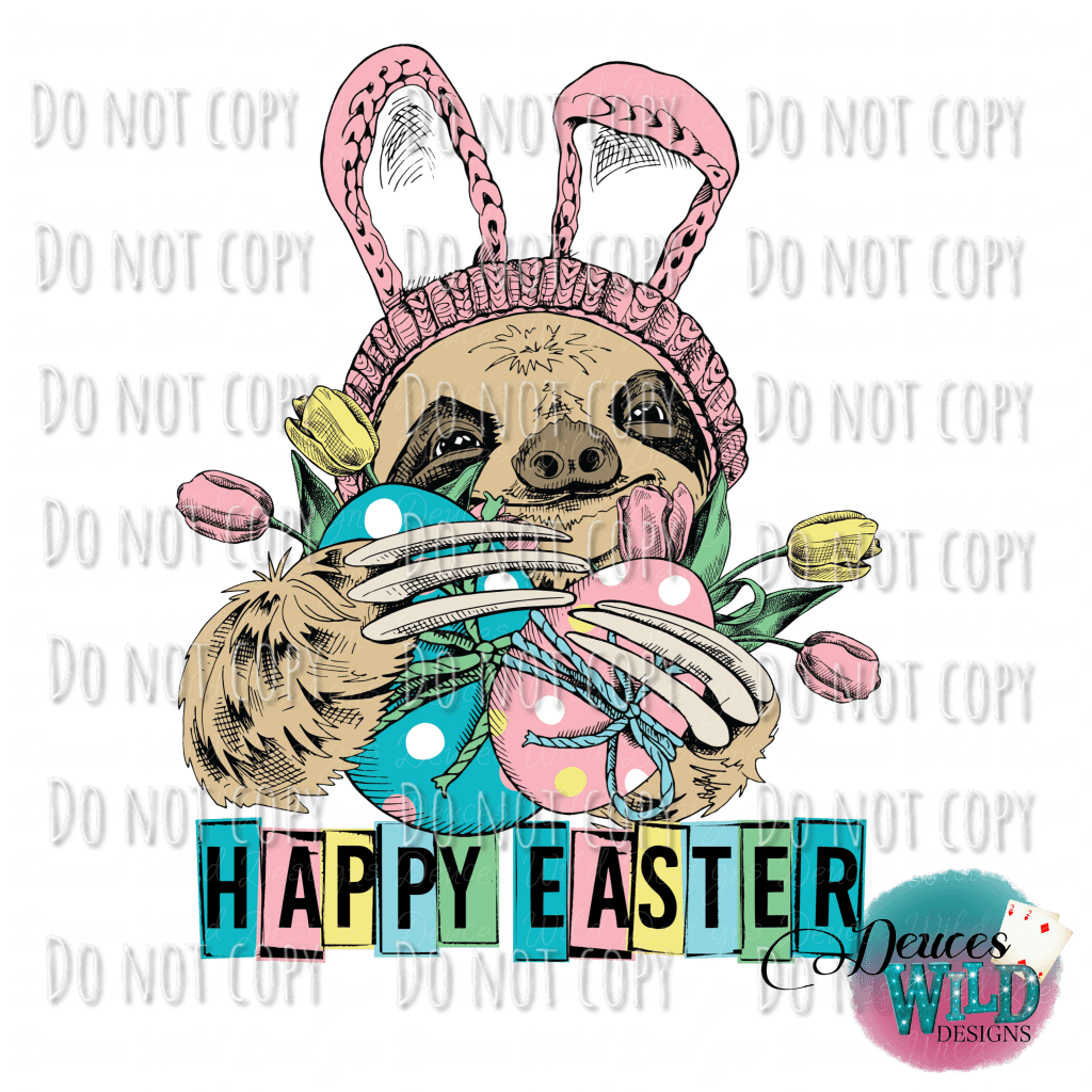 Easter Sloth With Words Design