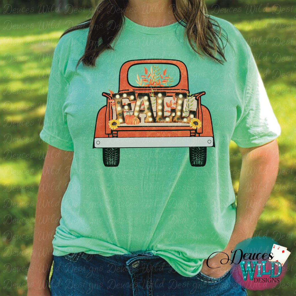 Fall Truck -Mint Green Solid Tee (Crew Neck) Sub Graphic