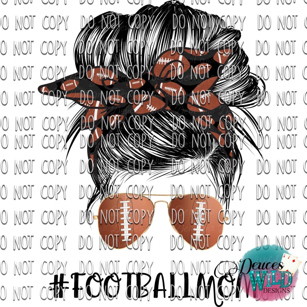 Football Mom Messy Bun Design