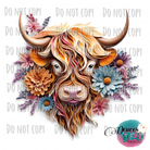 Highland Cow Floral 3D Design