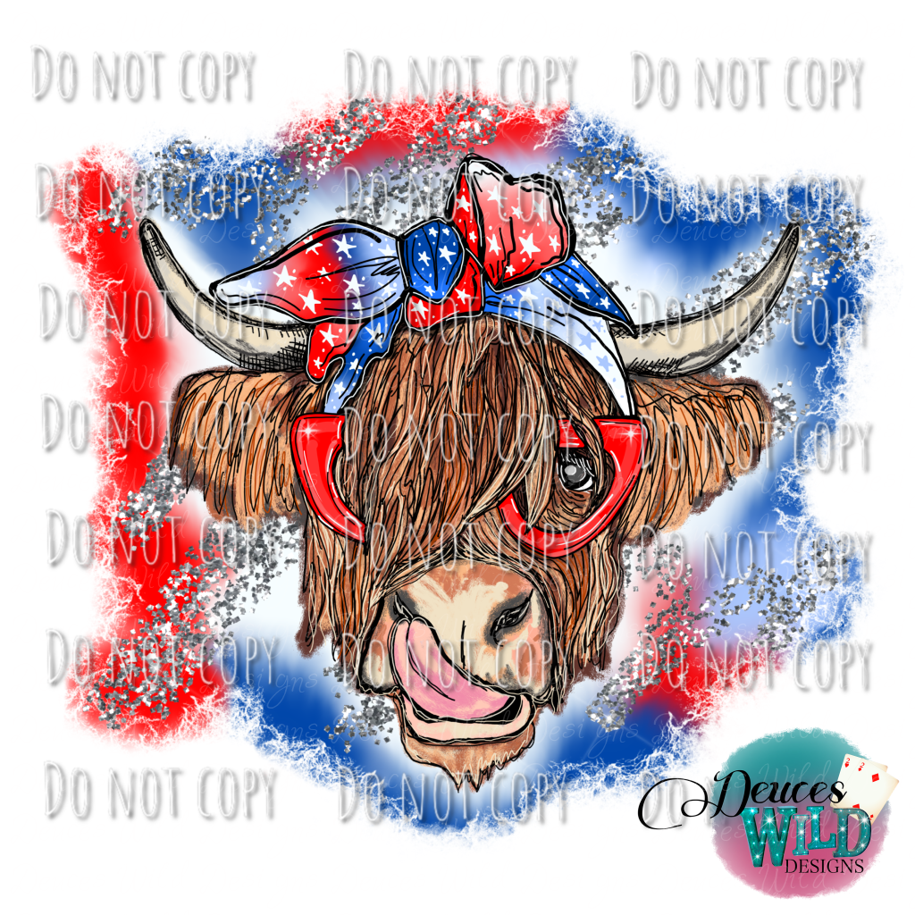 Highland Cow Patriotic Design