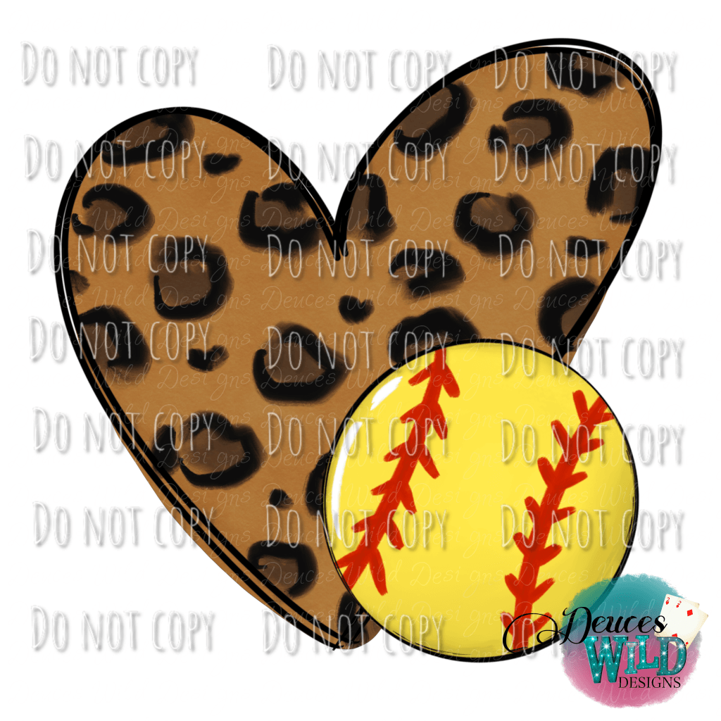 Leopard Heart Softball Design