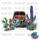 Old Truck With Cactus Design