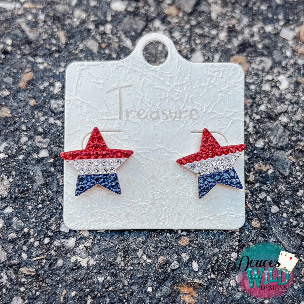 Patriotic Rhinestone Star Earrings Jewelry