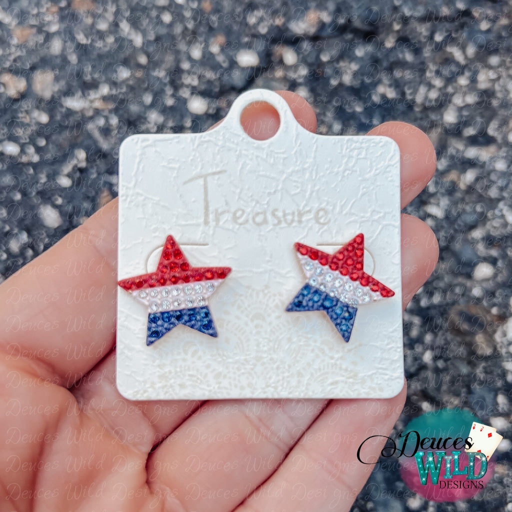 Patriotic Rhinestone Star Earrings Jewelry
