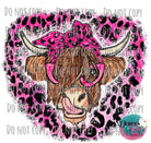 Pink Leopard Highland Cow Design