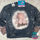 Santa Believe - Bleach Sweatshirt [With Leopard Sleeve Cuffs] -Dwd Exclusive Sub Graphic Tee