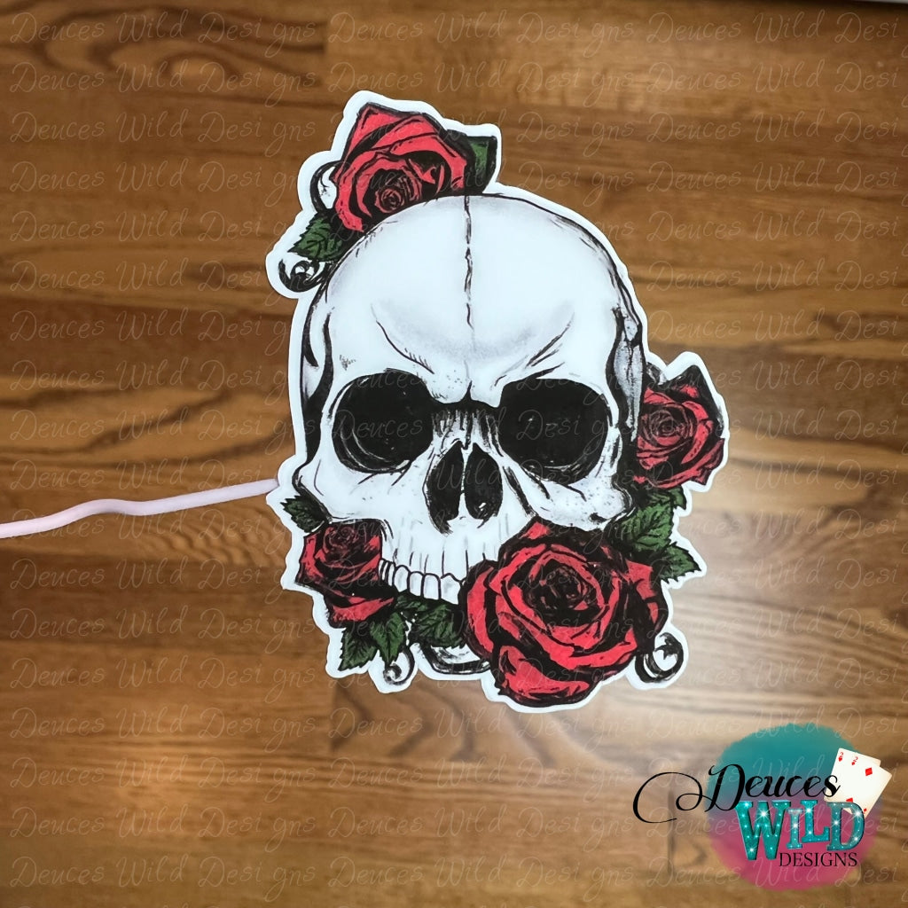 Skull/Rose - 2 Wide Vinyl Sticker