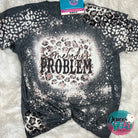 Somebodys Problem- Charcoal Bleached Tee (Crew Neck) [With Leopard Stencil Bleach & Patches] Sub