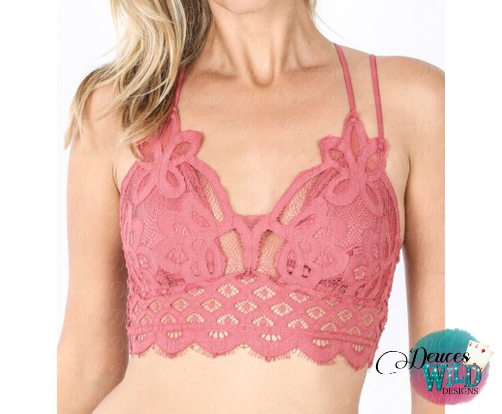 Strapy Crochet Bralette (Rose) Sub Graphic Tee