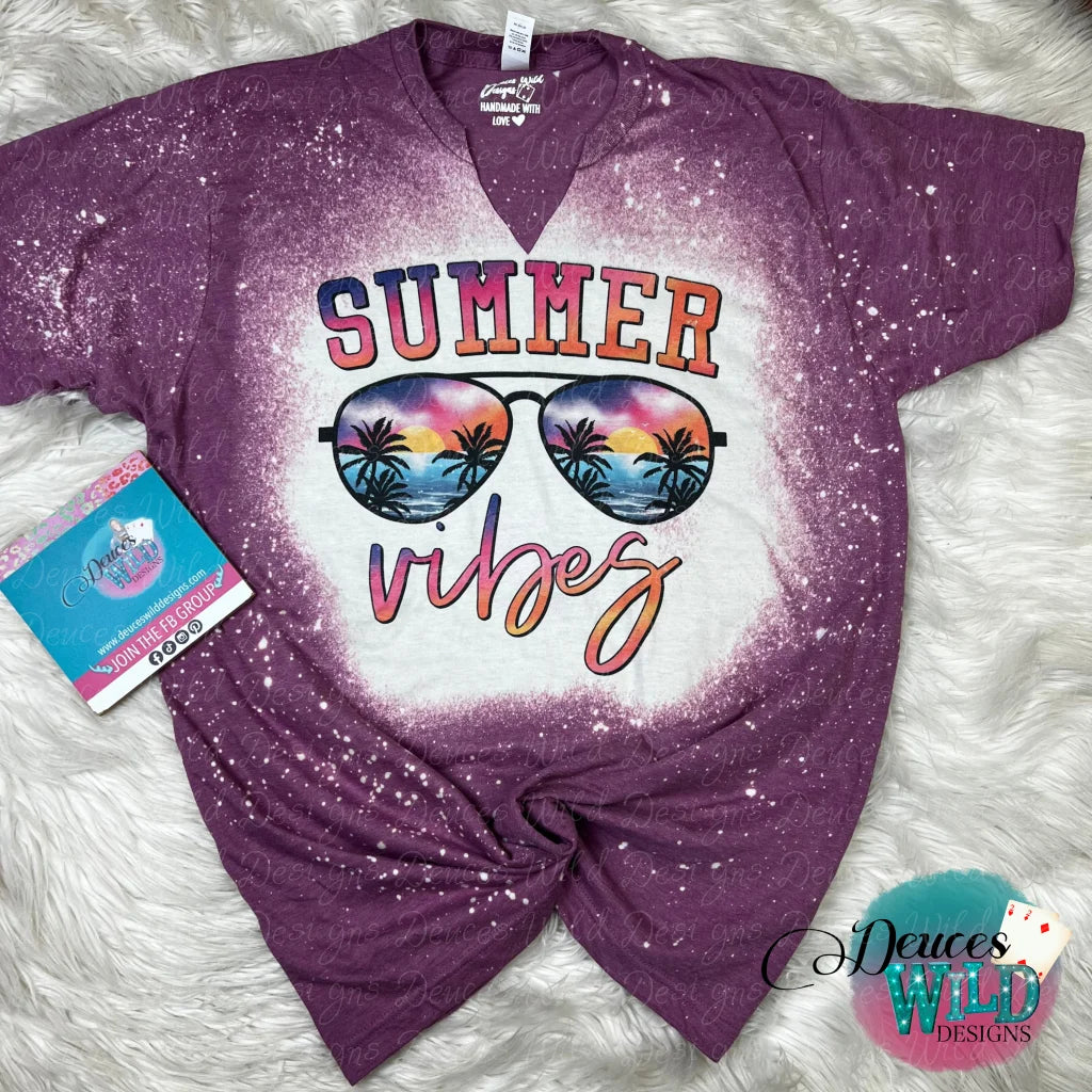 Summer Vibes- Blackberry Bleached Shirt (Crew Neck) Sub Graphic Tee