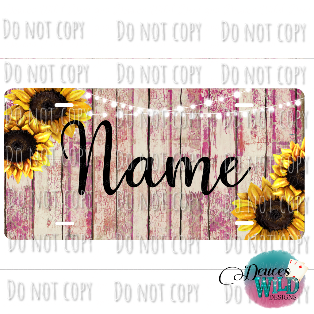 Sunflower Purple Wood With Name Plate Design