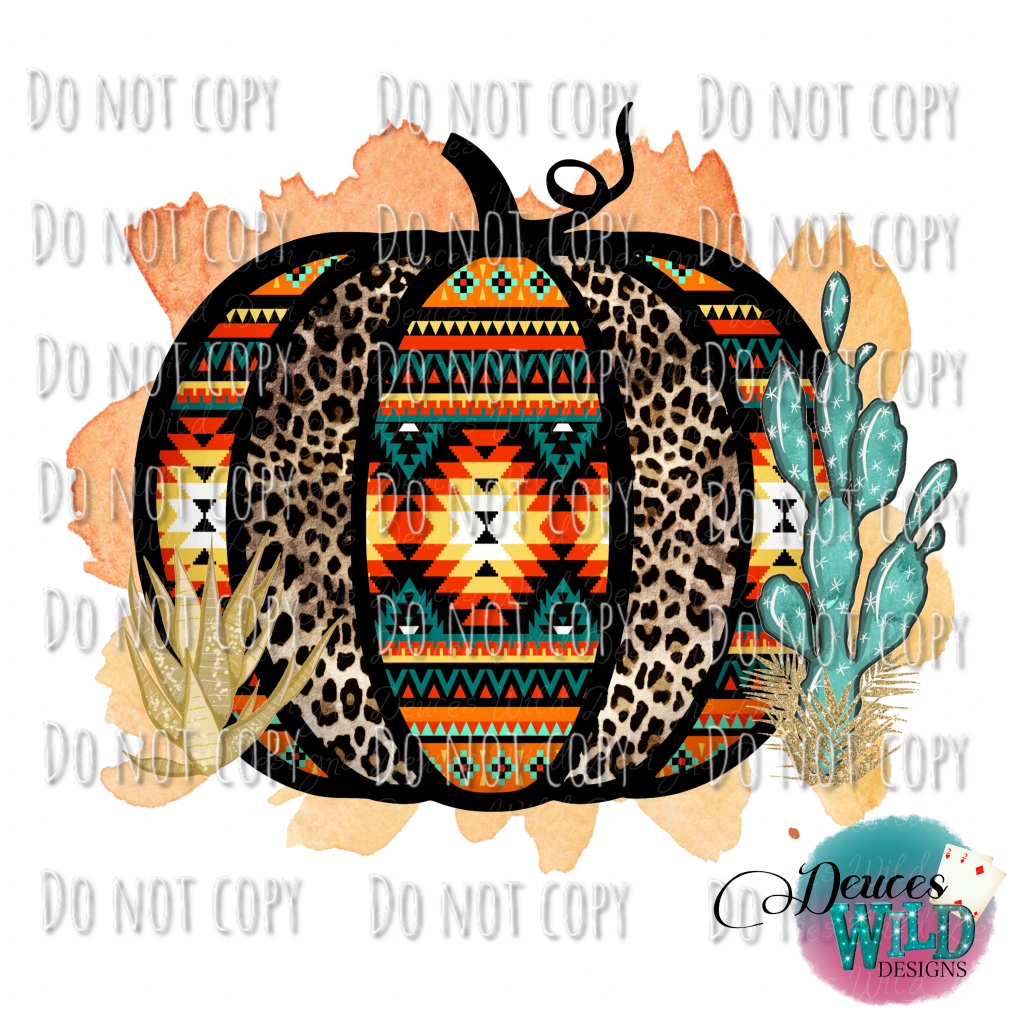 Tribal Fall Pumpkin & Cactus Design