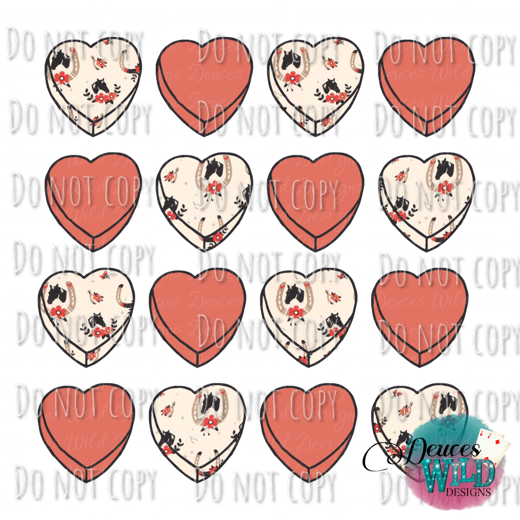 Western/Horses Candy Hearts Design