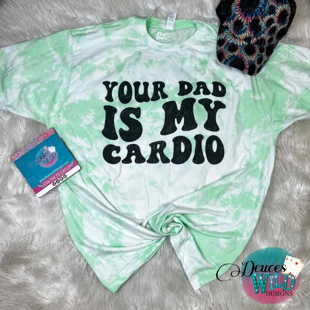 Your Dad Is My Cardio-Bleached Tee (Crew Neck) Small / Mint Green Sub Graphic